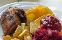 Traditional style roast duck with apples