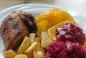 Traditional style roast duck with apples